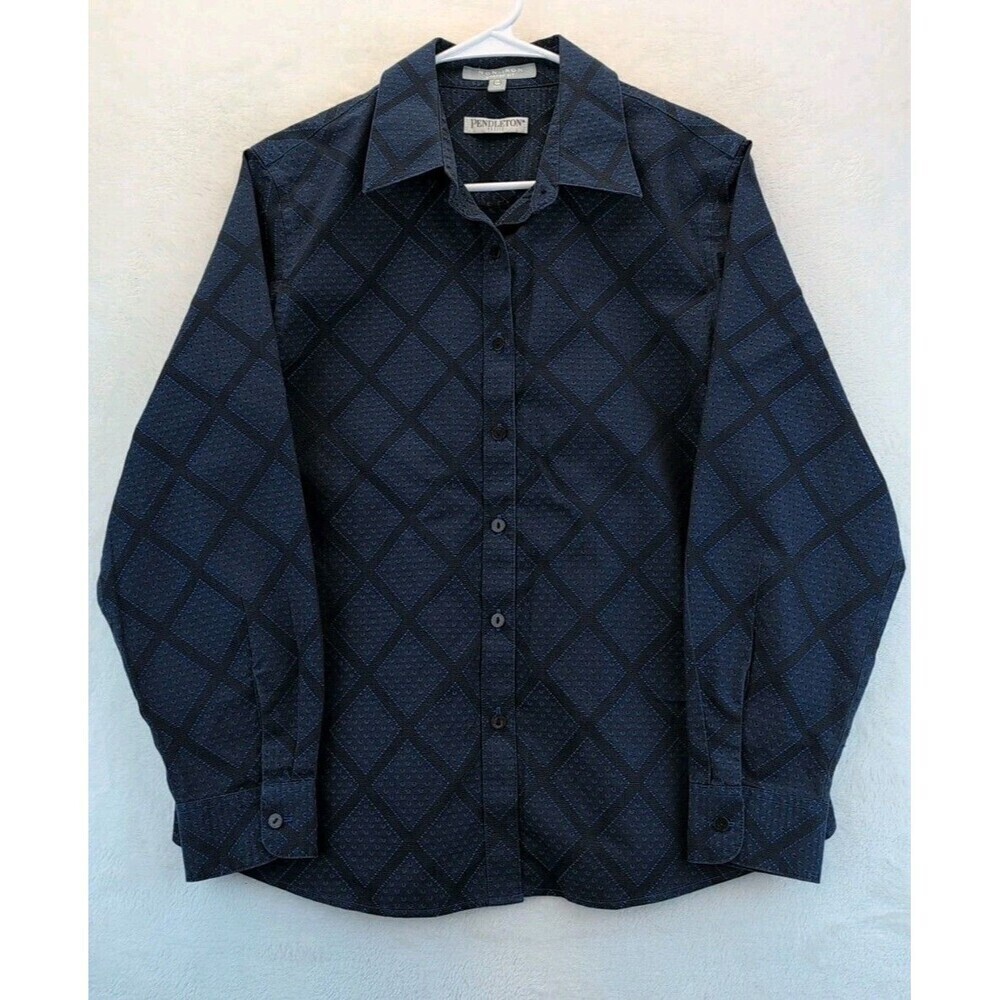Pendelton Petite Long sleeve Button up Diamond Plaid Shirt Womens Size 12P